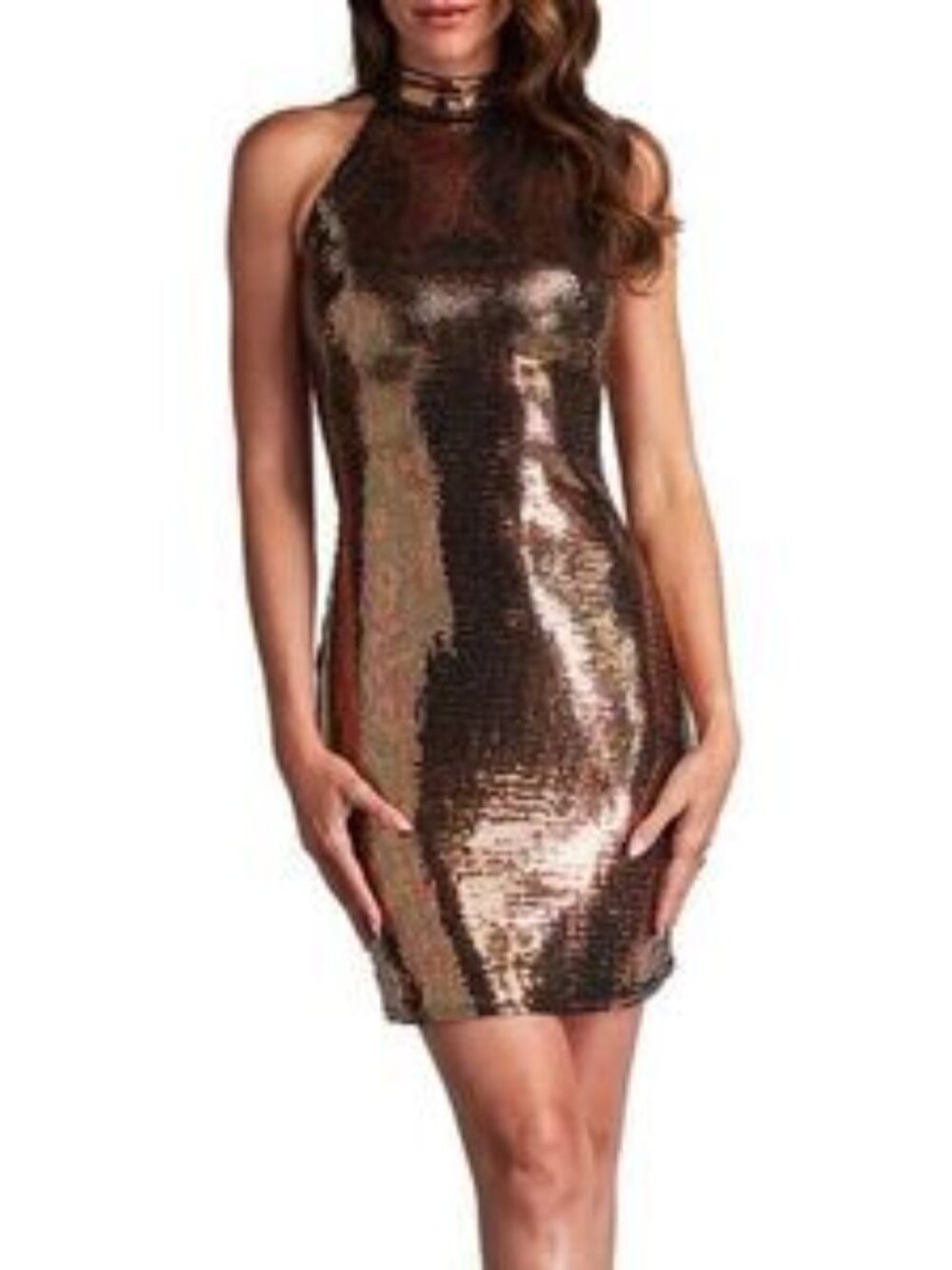 SHO Multicolor Sequin Halter Dress Size Small NWT